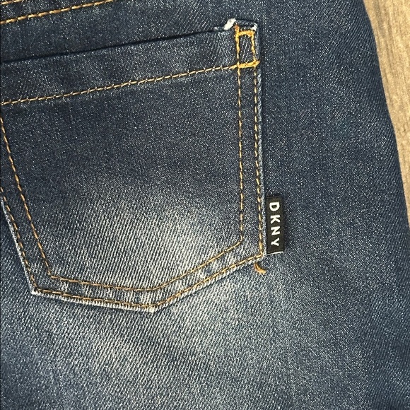 DKNY Kids Dark Blue Denim Overall Skirt with DKNY Silver Buttons. Obviously EUC - Picture 3 of 6